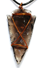 Load image into Gallery viewer, Black Obsidian Copper Wire Wrapped Crystal Arrowhead Pendant Necklace | Protection & Healing| Reiju