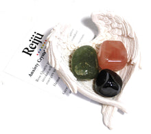Load image into Gallery viewer, Anxiety Tumble Stone Crystal Set, Grief Gifts For Women, Angel Wing Dish, Unique Sympathy Gift, Holistic Wellness, Grieving Parent, Inner Peace