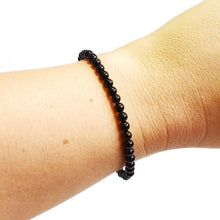 Load image into Gallery viewer, Black Obsidian Beaded Elasticated Bracelet