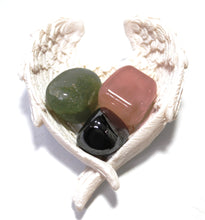 Load image into Gallery viewer, Anxiety Tumble Stone Crystal Set, Grief Gifts For Women, Angel Wing Dish, Unique Sympathy Gift, Holistic Wellness, Grieving Parent, Inner Peace