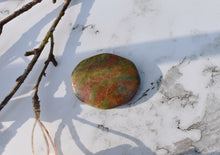 Load image into Gallery viewer, Unakite Crystal Palm Stone Cabochon