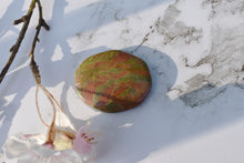 Load image into Gallery viewer, Unakite Crystal Palm Stone Cabochon