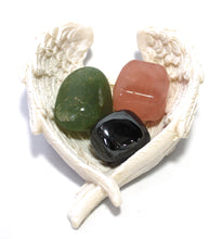Load image into Gallery viewer, Anxiety Tumble Stone Crystal Set, Grief Gifts For Women, Angel Wing Dish, Unique Sympathy Gift, Holistic Wellness, Grieving Parent, Inner Peace