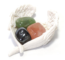 Load image into Gallery viewer, Anxiety Tumble Stone Crystal Set, Grief Gifts For Women, Angel Wing Dish, Unique Sympathy Gift, Holistic Wellness, Grieving Parent, Inner Peace