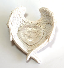 Load image into Gallery viewer, Clear Quartz Natural Crystal Heart Stone In Angel Wings Dish Gift Wrapped