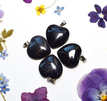 Load image into Gallery viewer, Blue Goldstone Sparkly Heart Pendant