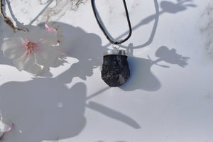Raw Black Tourmaline Crystal Pendant