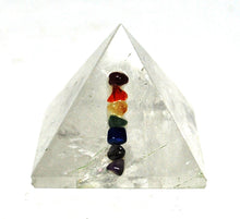Load image into Gallery viewer, Clear Quartz Crystal Pyramid with Chakra Stones |Reiju