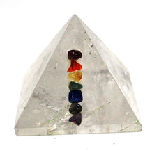 Load image into Gallery viewer, Clear Quartz Crystal Pyramid with Chakra Stones |Reiju