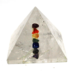 Clear Quartz Crystal Pyramid with Chakra Stones