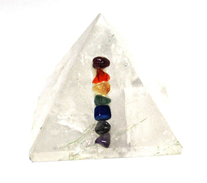Clear Quartz Crystal Pyramid with Chakra Stones