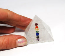 Load image into Gallery viewer, Clear Quartz Crystal Pyramid with Chakra Stones |Reiju