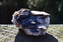 Load image into Gallery viewer, Black Tourmaline & Mica Crystal Raw Chunk Stone Piece Gift Wrapped With Benefits Tag (Smaller)