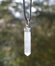 Load image into Gallery viewer, Selenite Terminated Crystal Pendant & 18" Cord Necklace |Reiju
