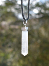 Load image into Gallery viewer, Selenite Terminated Crystal Pendant & 18" Cord Necklace |Reiju