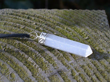 Load image into Gallery viewer, Selenite Terminated Crystal Pendant & 18" Cord Necklace |Reiju
