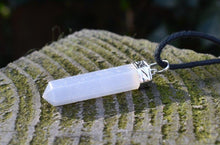 Load image into Gallery viewer, Selenite Terminated Crystal Pendant & 18" Cord Necklace |Reiju