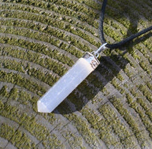 Load image into Gallery viewer, Selenite Terminated Crystal Pendant & 18" Cord Necklace |Reiju