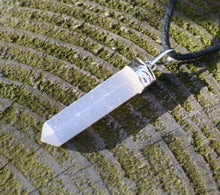 Load image into Gallery viewer, Selenite Terminated Crystal Pendant & 18" Cord Necklace |Reiju