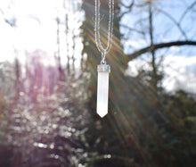 Load image into Gallery viewer, Selenite Terminated Crystal Pendant & 18" Cord Necklace |Reiju