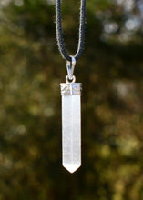 Load image into Gallery viewer, Selenite Terminated Crystal Pendant & 18" Cord Necklace |Reiju