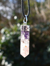 Load image into Gallery viewer, Amethyst, Clear Quartz & Rose Quartz Crystals Orgone Orgonite Pendant Necklace |Reiju