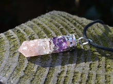 Load image into Gallery viewer, Amethyst, Clear Quartz & Rose Quartz Crystals Orgone Orgonite Pendant Necklace |Reiju