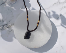 Load image into Gallery viewer, Raw Black Tourmaline Crystal Pendant Necklace – Natural Protection Stone with Adjustable Cord |Reiju