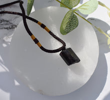 Load image into Gallery viewer, Raw Black Tourmaline Crystal Pendant Necklace – Natural Protection Stone with Adjustable Cord |Reiju