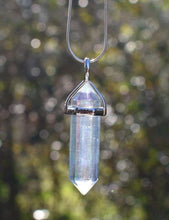 Load image into Gallery viewer, New! Aura Quartz Angel Pendant Necklace Inc 18" Silver Snake Chain & Luxury Gift Box