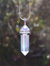 Load image into Gallery viewer, New! Aura Quartz Angel Pendant Necklace Inc 18" Silver Snake Chain & Luxury Gift Box