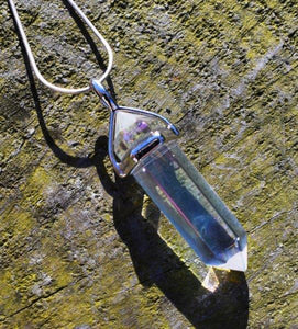Aura Quartz Angel Pendant Necklace Inc 18" Silver Snake Chain & Luxury Gift Box