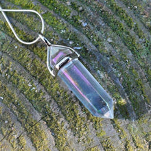 Load image into Gallery viewer, New! Aura Quartz Angel Pendant Necklace Inc 18" Silver Snake Chain & Luxury Gift Box