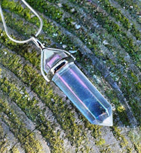 Load image into Gallery viewer, New! Aura Quartz Angel Pendant Necklace Inc 18" Silver Snake Chain & Luxury Gift Box