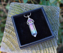 Load image into Gallery viewer, New! Aura Quartz Angel Pendant Necklace Inc 18" Silver Snake Chain & Luxury Gift Box