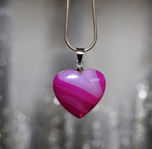 Load image into Gallery viewer, Pink Agate Crystal Heart Pendant