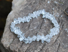 Load image into Gallery viewer, Clear Quartz Natural Crystal Stone Chips Bracelet Reiki Charged, Wrapped with Benefits Tag