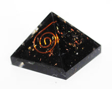 Load image into Gallery viewer, Black Tourmaline Crystal Stone Chips Small Orgone Pyramid