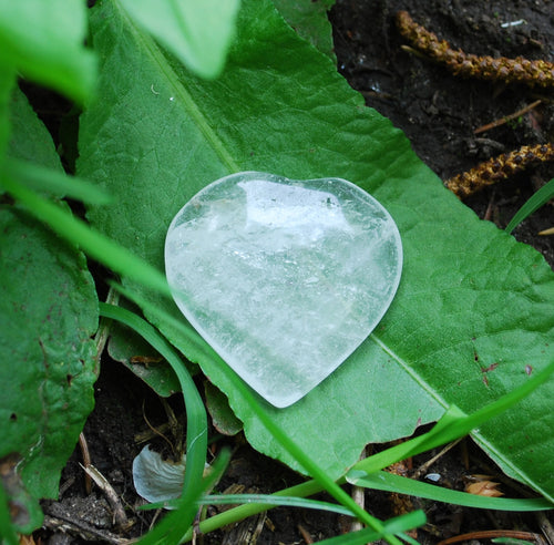 Clear Quartz Crystal 'Master Healer' Polished Heart Palm Stone