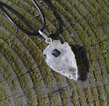 Load image into Gallery viewer, Clear Quartz & Black Tourmaline Natural Arrowhead Pendant Necklace