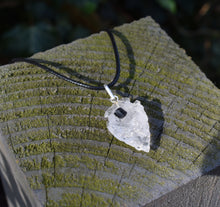 Load image into Gallery viewer, Clear Quartz & Black Tourmaline Natural Arrowhead Pendant Necklace