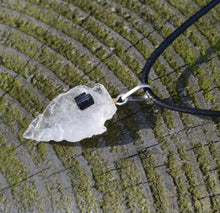 Load image into Gallery viewer, Clear Quartz & Black Tourmaline Natural Arrowhead Pendant Necklace