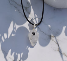 Load image into Gallery viewer, Clear Quartz & Black Tourmaline Natural Arrowhead Pendant Necklace