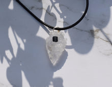 Load image into Gallery viewer, Clear Quartz &amp; Black Tourmaline Natural Arrowhead Pendant Necklace