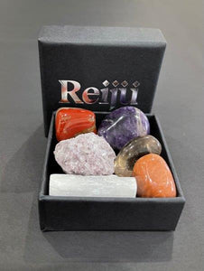 'Warm Wishes' Natural Crystal Tumble Stone & Raw Chunks Set Inc Gift Box