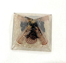 Load image into Gallery viewer, Clear Quartz & Black Tourmaline Natural Crystal Stones Orgone Orgonite Pyramid Gift |Reiju