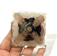 Load image into Gallery viewer, Clear Quartz & Black Tourmaline Natural Crystal Stones Orgone Orgonite Pyramid Gift |Reiju