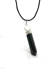 Load image into Gallery viewer, Black Tourmaline Pendant with Clear Quartz Sphere & Cord Necklace