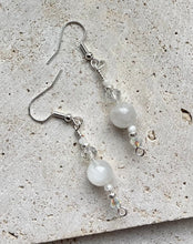 Load image into Gallery viewer, Moonstone & Swarovski Crystal Beaded Earrings