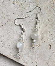Load image into Gallery viewer, Moonstone & Swarovski Crystal Beaded Earrings
